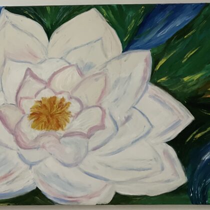 VERFÜGBAR- „Lotusblume“ – Ölfarbe auf Leinwand 50x100cm - Art.Nr. OE09-2012-1