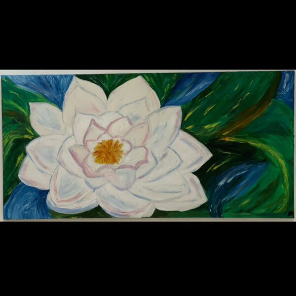 VERFÜGBAR- „Lotusblume“ – Ölfarbe auf Leinwand 50x100cm - Preis 120€