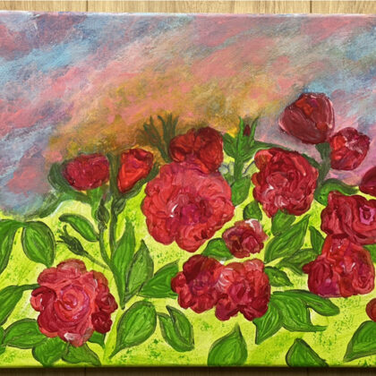 NICHT VERFÜGBAR - "Rosen im Sonnenuntergang"  Auftragsarbeit-Acryl Gemälde auf Leinwand 30