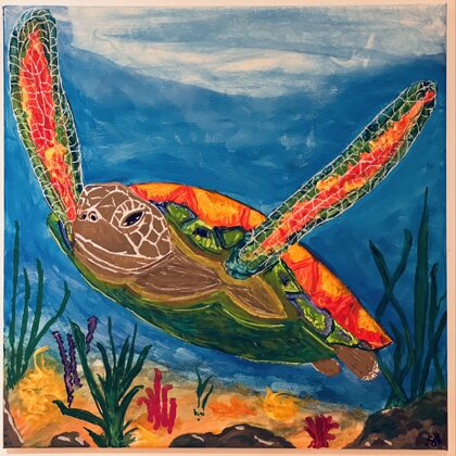VERFÜGBAR - "Magic Turtle"-Acryl Gemälde auf Leinwand-40x40cm-Art.Nr. A07-2021-2